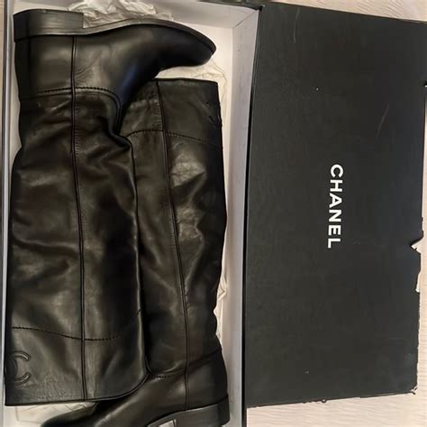 chanel riding boots on sale|chanel black canvas heel boots.